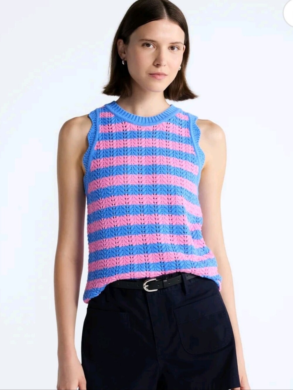 Free Assembly Women's and Women's Plus Crochet Cotton Racerback Tank Top